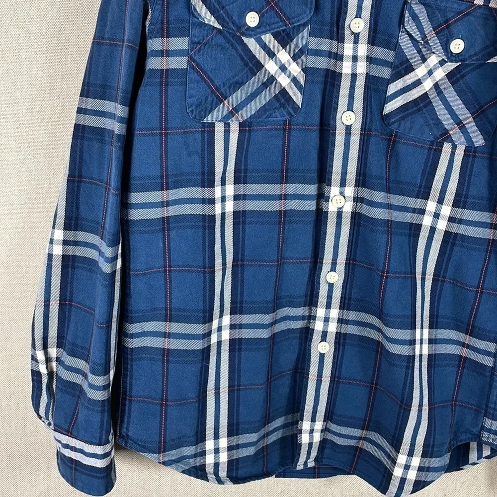 J. Crew > Blue Plaid Heavyweight Flannel Small